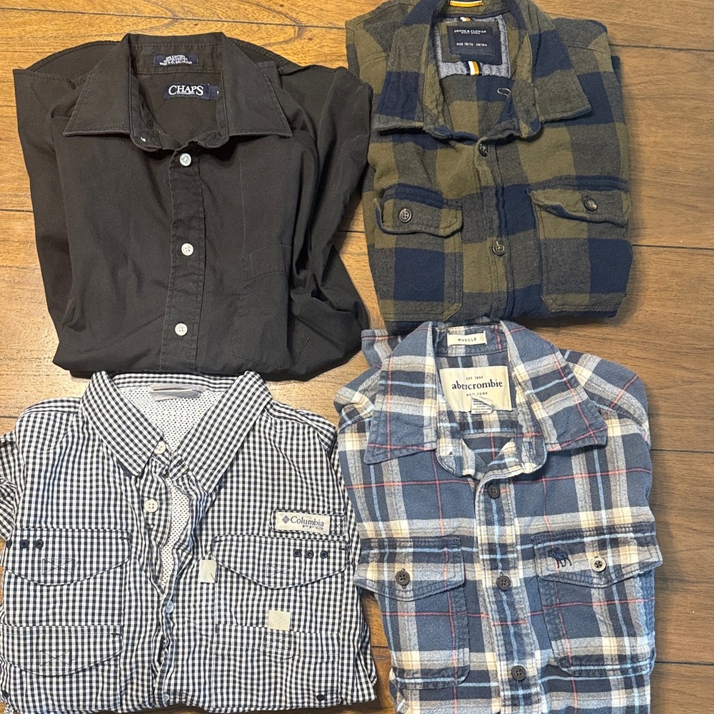 4 Long Sleeve Button Up Tops, Size 14
